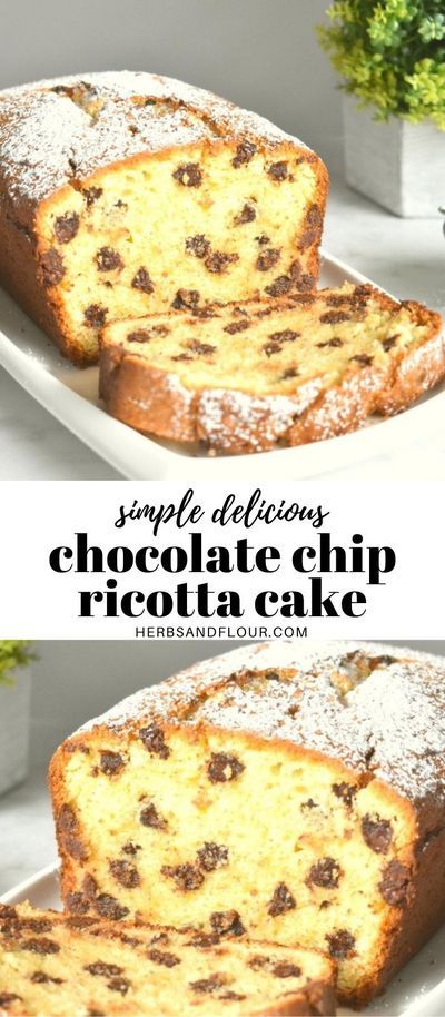 Ricotta Deserts, Ricotta Cheese Desserts, Ricotta Recipes Dessert, Recipe Using Ricotta, Ricotta Dessert, Ricotta Cake Recipes, Chocolate Chip Pound Cake, Ricotta Cheese Recipes, Light Cake