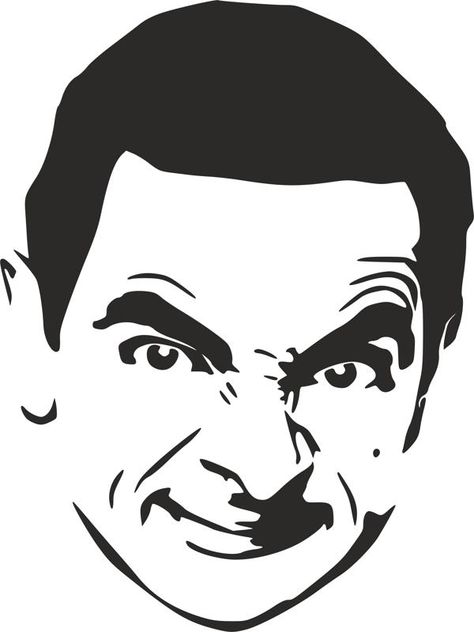 Mr. Bean Stencil dxf File Mr Bean, White Drawing, Black And White Drawing, Black And White, White, Black, Art