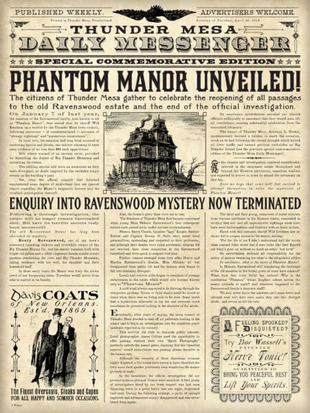 Disneyland Paris responds to guests & reverses course on a new Phantom Manor update Disneysea Tokyo, Phantom Manor, Imprimibles Harry Potter, Newspaper Background, Haunted Mansion Disneyland, Disney Haunted Mansion, Historical Newspaper, Disney Posters, Vintage Newspaper