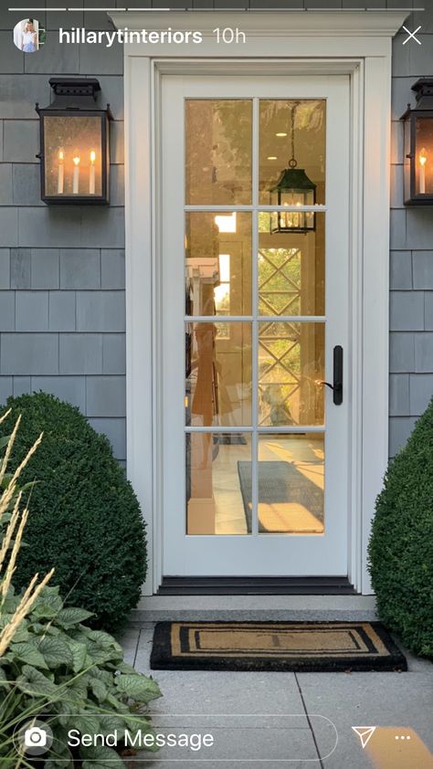 Front Exterior Doors Modern Farmhouse, Exterior Back Doors With Window, Exterior Side Door Entrance, Side Doors Exterior, Kitchen Door Exterior, French Exterior Door, Basement Exterior Door Ideas, 2023 Exterior Colors, Full Light Exterior Door