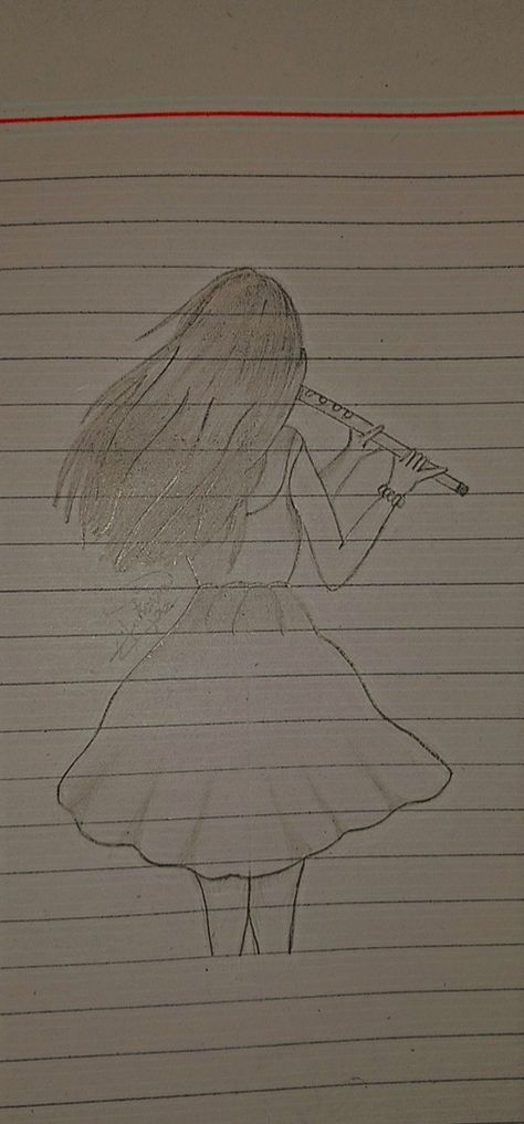 Girl with the flute✨🎶 Flute Sketch, Flute Tattoo, Flute Drawing, How To Wear White Jeans, Boy Drawing, Animated Drawings, Zentangle Art, Book Art Drawings, Anime Sketch