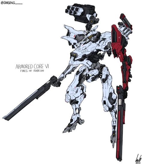 Armored Core 6 Mech, Armored Core Concept Art, Armored Core 6 Art, Armored Core 6 Fanart, Armored Core Mech Art, Mecha Art Illustrations, Mech Concept Art, Armor Core, Armoured Core