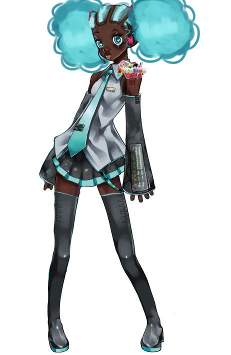 Miku Pokemon, Miku Designs, Black Hatsune Miku, Black Miku, Goth Miku, Black Cosplaystyle Anime, Vocaloid Oc, Hatsune Miku Genderbend, Black Vocaloid