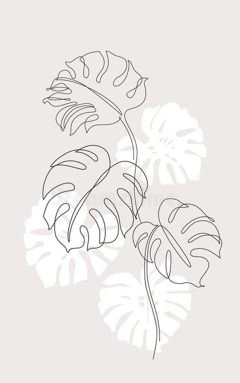 Leaves Silhouette, Pastel Beige, Line Art Flowers, Leaf Silhouette, Boho Painting, Leaf Drawing, Art Tropical, Buku Skrap, Monstera Leaves