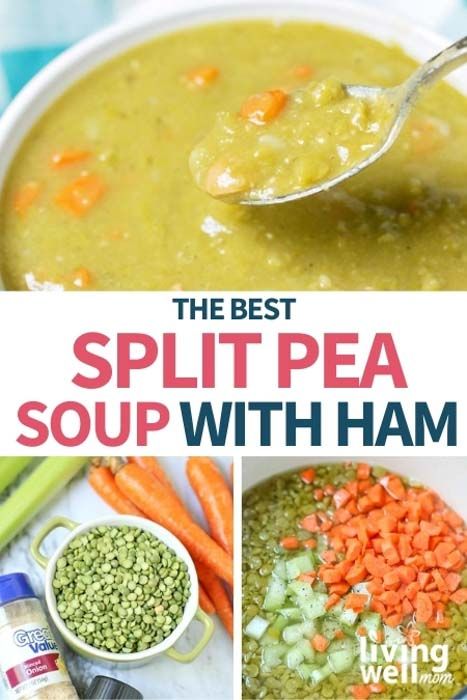 There is plenty of time for the flavors to meld in this delicious ham and split pea soup. Made with fresh split peas, ham bone, fresh veggies, and seasonings, you won’t be disappointed in this classic comfort dish. Easy Split Pea Soup With Ham, Pea Soup Without Ham Bone, Pea Soup Recipe Ham, Easy Pea Soup With Ham Bone, Ham Bone Pea Soup, Green Pea Soup With Ham Bone, Old Fashion Split Pea Soup, Split Pea With Ham Bone Soup, Best Pea Soup With Ham Bone