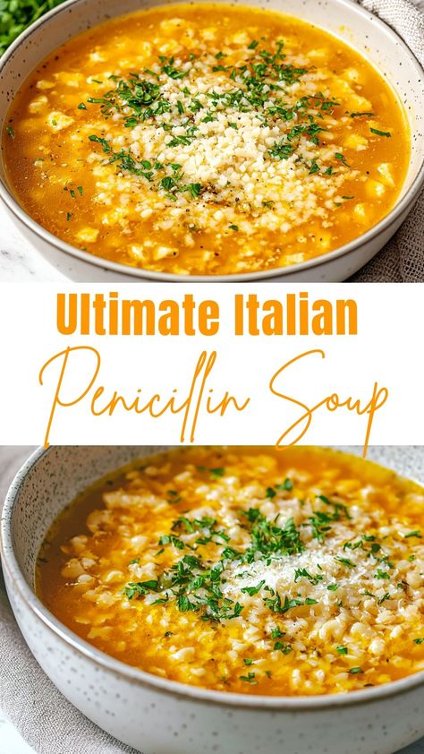 Ultimate Italian Penicillin Soup Penicillin Soup, Italian Penicillin, Homemade Mozzarella Sticks, Brunch Salad, Tiny Pasta, Comforting Hug, Raspberry Scones, Marzano Tomatoes, Carrots And Celery