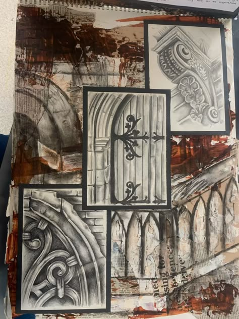 A-level sketch book ideas #Alevel #art #IanMurphy Ian Murphy Inspired Art, Architecture A Level Sketchbook, Architecture Alevel Art, Background Ideas Gcse Art, A Level Art Sketchbook Architecture, Architecture Gcse Art Sketchbook, A Level Art Experimentation, Architecture Artists Gcse, Art Igcse Portfolio