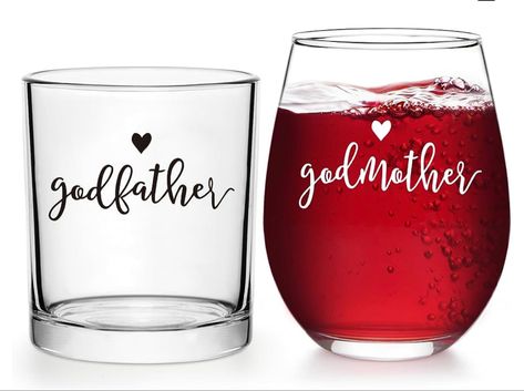 Amazon.com | DAZLUTE Godparents Proposal Gift, Godfather Whiskey Glass Godmother Stemless Wine Glass for Godmother Godfather Mothers Day Fathers Day Christmas Birthday, Baptism Gift for Godparents from Godchild: Wine Glasses Godparents Proposal Ideas, Gift For Godparents, Confirmation Party, Christmas Proposal, God Mother, Godfather Gifts, Godparent Gifts, Godmother Gifts, Baptism Party