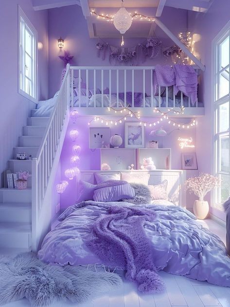 Cute Purple Bedroom Ideas, Room Inspo Purple, Aesthetic Purple Bedroom, Purple Aesthetic Bedroom Ideas, Purple Bedroom Ideas For Kids, Purple Teen Room, Purple Aesthetic Room, Purple Aesthetic Bedroom, Purple Kids Room