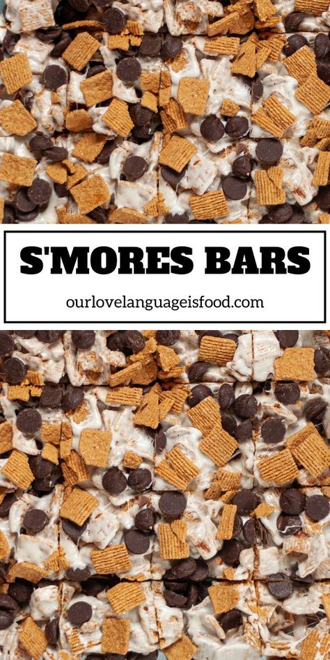 S'mores bars are an easy no bake dessert recipe that is made using 4-ingredients! These cereal bars give you all the s'mores nostalgia without needing a campfire. This kid-friendly dessert is perfect for cookouts, parties, game-nights, and more! Cereal Bars Recipes, Desserts With Few Ingredients, S Mores Bars, Kid Friendly Dessert, Golden Grahams, Easy Treat, Dessert Bar Recipe, Bake Recipes, Cereal Bars