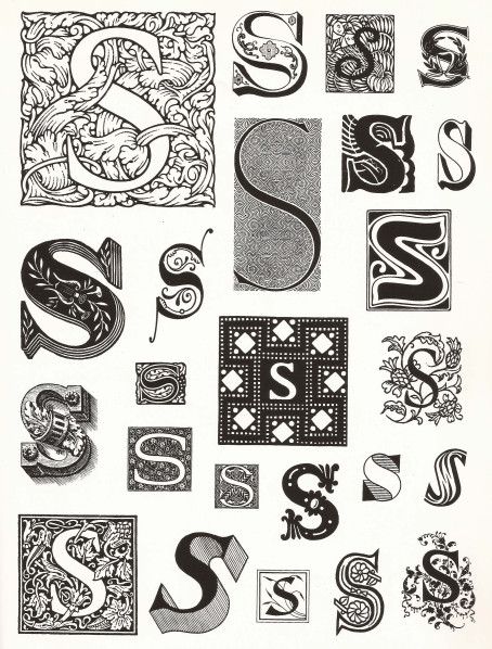 The Letter S – carla-at-home Letter S Calligraphy, Enchanted Library, Initial Art, The Letter S, Typography Alphabet, Drop Cap, Tattoo Lettering Fonts, Dover Publications, Hand Lettering Art