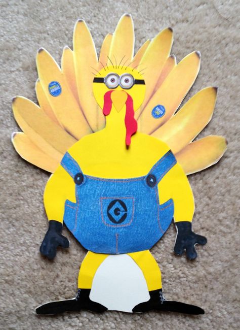 Turkey Disguise Project:  I am not a Turkey! I am a Minion who works for Gru Industries and LOVES bananas. Disguise A Turkey, Paper Turkey, Turkey Activity, Turkey Disguise Project, Turkey Project, Turkey Disguise, Tom Turkey, Thanksgiving Projects, Turkey Crafts