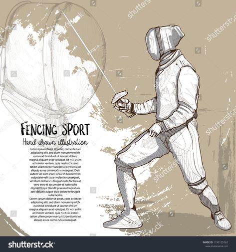 Sport Drawing, Cowboy Character Design, Fencing Sport, Sports Drawings, Fence Art, Drawing Vector, Vintage Background, Lips Drawing, Sport Illustration