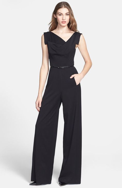 Mother Of The Bride Jumpsuit, Wide Leg Jumpsuit Outfit, Bride Jumpsuit, Pants Ideas, Tuxedo Jumpsuit, Coverall Jumpsuit, Maxi Romper, Draped Neckline, Black Halo