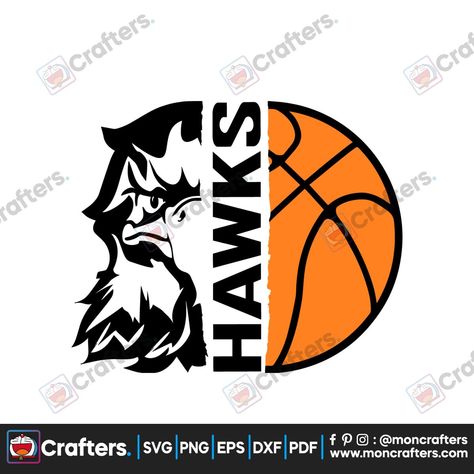 Hawks Mascot, Hawks Basketball, Cricut Shirts, Basketball Svg, Basketball Shirts, Trending Svg, Shirt Svg, Digital Scrapbooking Kits, Svg Free Files