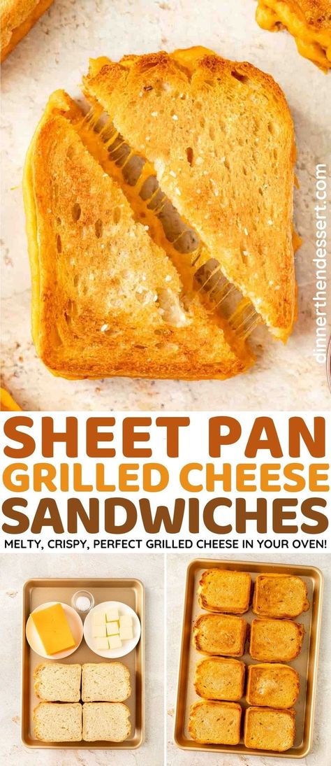 Grilled Cheese Baked In Oven, Sandwich’s For A Crowd, Grill Cheese In The Oven, Perfect Grilled Cheese Sandwich, Grilled Cheese Sheet Pan, Grilled Cheese Recipes Oven, How To Freeze Grilled Cheese, Grill Cheese For A Crowd, Baked Cheese Sandwich