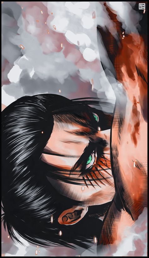 #eren #attackontitan Eren Jaeger Fallen Angel, Fallen Angel Tattoo, Angel Wallpaper, Attack On Titan Fanart, Dragon Ball Super Manga, Dark Art Illustrations, Attack On Titan Art, Cool Wallpapers Art, Anime Wall Art