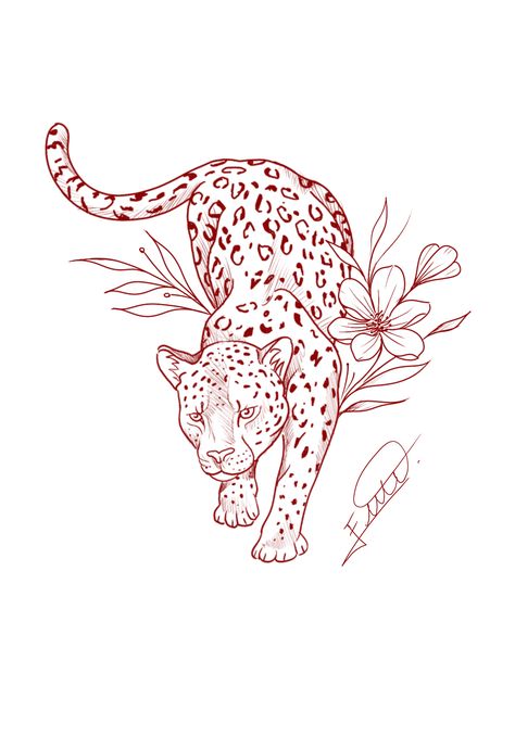 Leopard Ankle Tattoo, Tropical Animals Drawing, Cheetah Tattoos For Women, Girly Tiger Tattoo, Red Leopard Tattoo, Rainforest Tattoos, Cheetah Tattoo For Women, Circular Drawings, Snow Leopard Tattoo