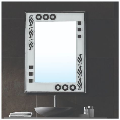 Frosted Etching mirrors Mirror Glass Etching Design, Fancy Mirror Design, Mirror Etching Designs, Mirror Etching, Frosted Mirror, Steel Railing Design, Glass Etching Designs, Fancy Mirrors, Window Glass Design