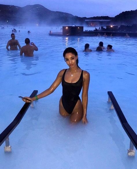 Body Noir, Step Workout, Great Women, Travel Goals, Black Swimsuit, Hot Springs, Photo Inspiration, Bathing Suit, A Black