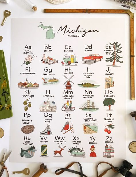 Michigan Wall Art, Michigan Poster, Michigan Art, State Of Michigan, Paper Ship, Baby Girl Shower Gifts, Poster Hanger, Alphabet Poster, Gift For Woman