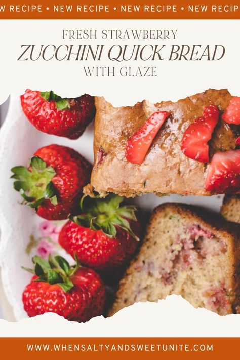 Strawberry Zucchini Bread, Strawberry Zucchini, Bread With Glaze, Apple Zucchini Bread, Strawberry Banana Bread Recipe, Fruit Bread Recipes, Easy Zucchini Bread Recipes, Zucchini Muffins Healthy, Easy Zucchini Bread