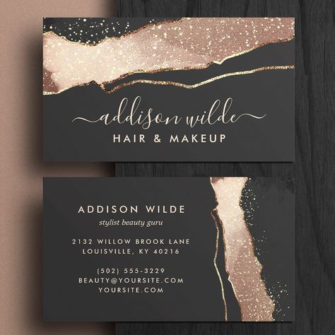 Make a statement before you even say a word. 🖤 These black, blush, and gold business cards are not for the faint of heart. They're for the beauty professional who knows their worth and isn't afraid to show it. 💅 Ready to level up your brand game? Click the link in my bio to shop now. #zazzlemade #businesscards #beautybusiness #hairstylist #makeupartist #esthetician #beautyinfluencer #pinkandgold #blushpink #modernbusinesscards #beautybranding #entrepreneur #smallbusinessowner #femaleentrep... Letter Format Sample, Romantic Minimalist, Beauty Professional, Gold Business Card, Black Blush, Modern Business Card, Visiting Card Design, Gold Waves, Letter Format