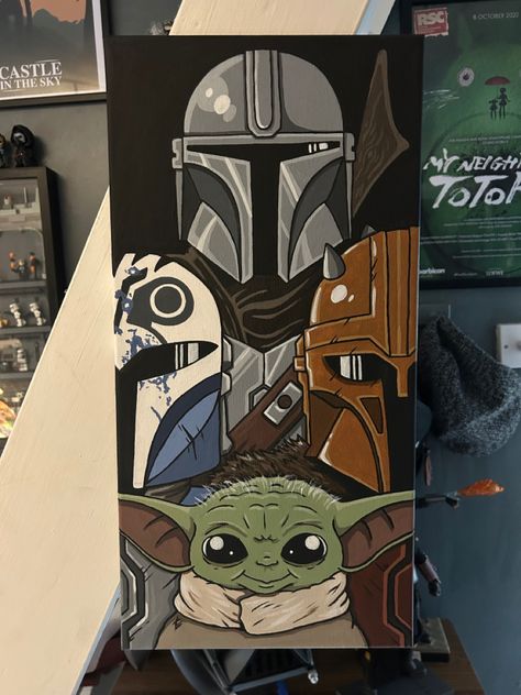 Starwars Painting Acrylic, Star Wars Painting Ideas On Canvas, Simple Star Wars Painting, Painting Ideas Star Wars, Mandalorian Painting, Star Wars Painting Ideas, Star Wars Zeichnungen, Star Wars Art Painting, Star Wars Art Drawings