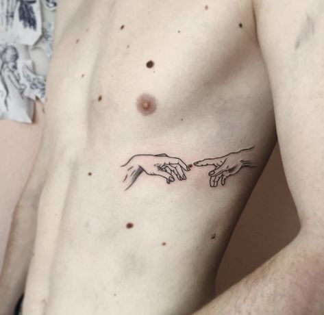 Creation Of Adam Tattoo Ribs, Amor Tattoo, Rib Tattoo, Harry Potter Universal, I Tattoo, Geometric Tattoo, Cool Tattoos, Tatting, Piercings