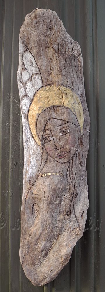 "True" (sold) Egyptian Home Decor, Spiritual Paintings, Driftwood Projects, Barn Wood Crafts, Wooden Signs Diy, Horseshoe Decor, Reclaimed Wood Projects, Beautiful Angels Pictures, Handmade Angels