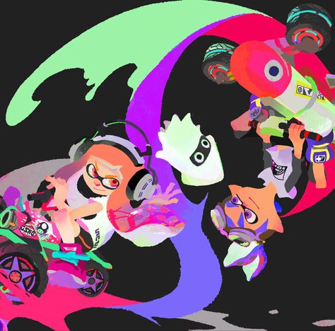 mario kart 8 x splatoon promotional art Splatoon Art Official, Splatoon Official Art, Rubber Band Crafts, Splatoon Games, Splatoon Art, Spoon Art, Mario Kart 8, Nintendo Art, Squid Game