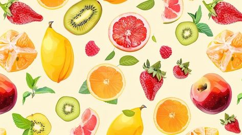 Fruit Pattern Wallpaper, Fruit Background, Kawaii Fruit, Fruit Pattern, Pattern Wallpaper, Graphic Resources, Fruit, Collage, Pattern