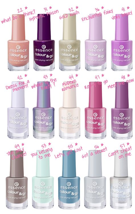 Essence nail polishes...$1.49 each  Awesome stock up ladies!!! Essence Wishlist, Silver French Tip, Essence Nails, Nails For Beginners, Essence Products, Essence Nail Polish, Pretty Nail Polish Colors, Nail Polish Shelf, Nail Paint Shades