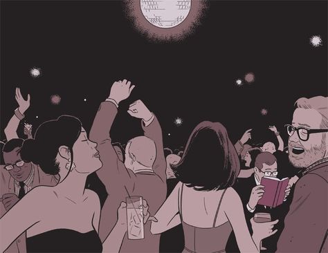 Adrian Tomine, Crowd Drawing, Storyboard Examples, Dancing Drawing, Mobius Strip, Storyboard Illustration, Dancing Drawings, Ligne Claire, Background Drawing