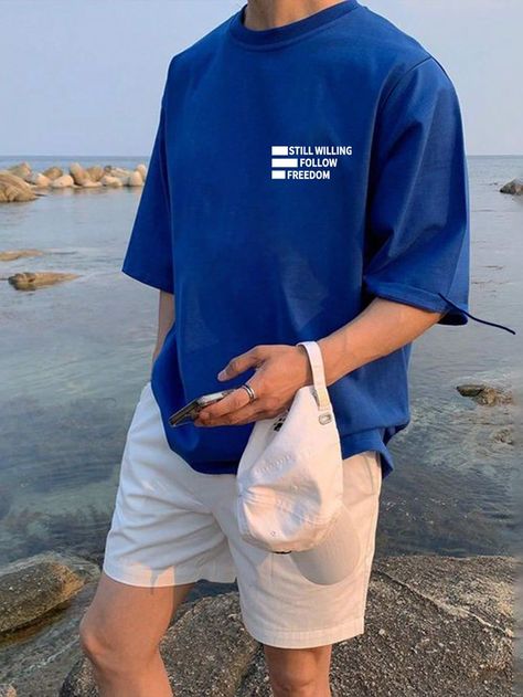 #outfits #menoutfits #gyoutfits #summer #summeroutfits Short And T Shirt Outfit Men, Short And Tshirt Outfits Men, Male Style Summer, Blue Outfit Men Casual, Outfit Short Hombre, Blue And White Outfit Men, Blue Short Sleeve Shirt Outfit, Men Short Outfits, Short Outfits Hombre