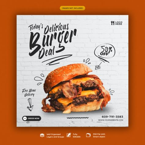 Delicious burger and food menu social me... | Premium Psd #Freepik #psd #banner Burger Banner Design, Restaurant Instagram Story, Restaurant Burger, Bio Food, Menue Design, Restaurant Social Media, Food Menu Template, Fast Food Menu, Food Banner