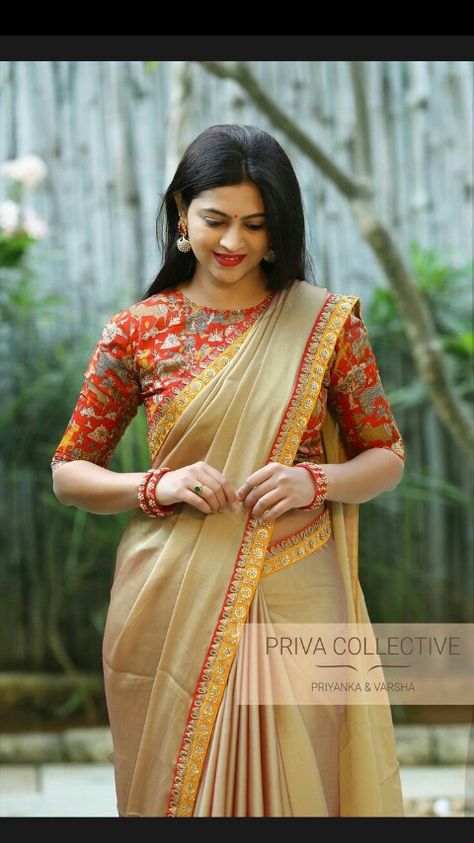 Bandhni Blouse Designs Latest, Kalamkari Blouse, Cotton Saree Blouse Designs, Cotton Blouse Design, Latest Model Blouse Designs, Sari Blouse Designs, Indian Saree Blouses Designs, Blouse Designs Indian, Silk Saree Blouse Designs