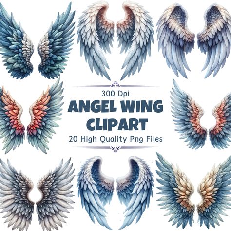 Angel Wings Clipart Set - 300 DPI, High-Resolution, Transparent Background for Commercial Use, Perfect for DIY Gifts & Crafts by CanbarArt on Etsy Angelic Artwork, Wings Clipart, Diy Crafts For Gifts, Ethereal Beauty, Digital Sticker, Cricut Ideas, Etsy Crafts, Last Minute Gifts, Angel Wings