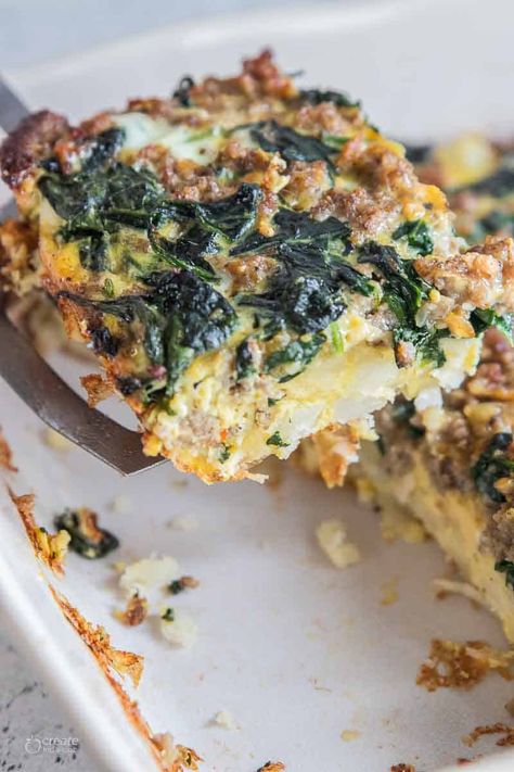 Dairy Free Breakfast Casserole, Gluten Free Breakfast Casserole, Gluten Free Dairy Free Breakfast, Dairy Free Breakfast, Paleo Breakfast Casserole, Sausage And Bacon, Breakfast Casserole Recipes, Sausage And Spinach, Easy Breakfast Casserole