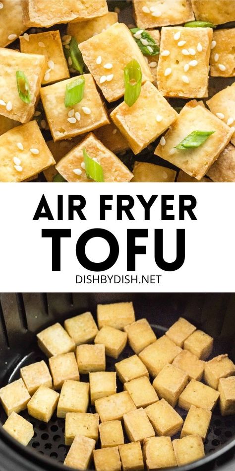 If you love tofu, you'll want to make this crispy air fryer tofu that's ready in just 15 minutes! Super easy, and comes out perfect everytime! Naturally gluten-free and vegan too! | air fryer recipes | crispy tofu recipe | how to make tofu crispy | how to cook tofu | meatless mondays | vegan recipes | vegetarian recipes | gluten free appetizers | gluten free side dish | appetizer recipes #vegetarian #tofurecipes #airfryerrecipes #glutenfree #sidedishes #vegan #appetizers Air Fried Tofu, Air Fryer Tofu, Breaded Tofu, Cooking Tofu, Cooks Air Fryer, Healthy Appetizer, Vegan Ranch, Tofu Recipe, Crispy Tofu