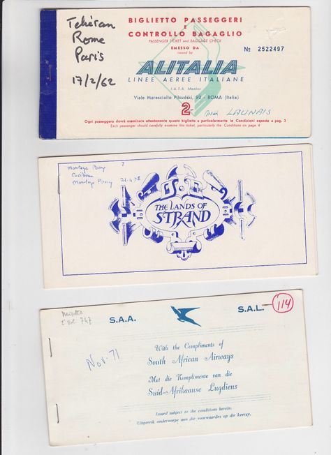 Tickets Vintage Plane Ticket, Flight Boarding, South African Airways, Safari Vacation, African Plains, Vintage Airline, Vintage Ticket, Old Planes, Checked Baggage