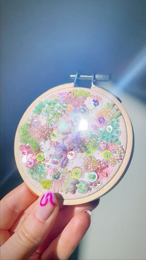 Sequins Craft, Easy Sequin Embroidery, Sequins Embroidery Tutorial, Sequin Embroidery, Sequin Art, Sequin Flowers Embroidery, Spring Embellished Multicolor Sequin Fabric, Spring Pink Sequin Fabric With Floral Embroidery, 3d Sequin Flower Embroidery