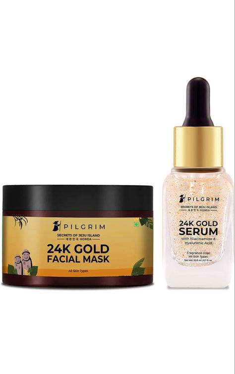 Mask is used for dry skin , mask Restores Natural Glow: Enriched with pure 24K crushed gold flakes, the facial kit bestows unmatched radiance. Enhances Natural Glow - The 24K Gold particles give an instant healthy-looking glow. The skin looks visibly calm and luminous. Reduces dark spots over time for an even-toned, radiant complexion. Gold Facial Kit, Gold Facial, Gold Face Mask, Gold Serum, Facial Kit, Beauty Serums, Korean Skin Care, Gold Face, Jute Bag