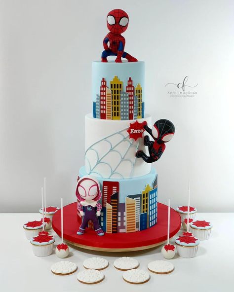 Spidy Party Ideas, Spider Man And Friends Cake, Spider And His Amazing Friends Birthday Cake, Spidey And His Friends Cake, Spidey Team Cake, Spiderman And Friends Cake, Spider And His Amazing Friends Cake, Spidey Themed Birthday Party, Spidy Cake Birthday Boys