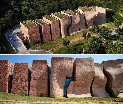 Yu Qingcheng Gallery | Zhanghua Architects Hill Architecture Concept, Monolithic Architecture, Regenerative Architecture, Hill Architecture, Mud Architecture, Adobe Architecture, Form Architecture, Archi Design, Geometric Architecture