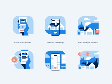 Process spot illustrations by Nicolas Solerieu for Opendoor Design on Dribbble Corporate Icons, Icon Inspiration, Graphic Poster Art, Power Point Template, Illustration Style, Residential Real Estate, Graphic Design Tips, Business Illustration, Web Graphics