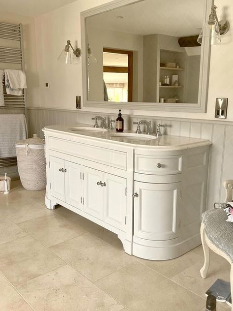 Vanity Unit Bathroom Marble Top, The White Company Bathroom, Neptune Bathroom, Vanity Unit Bathroom, Unit Bathroom, Cloak Room, Ensuite Design, White Vanity Unit, My Vanity