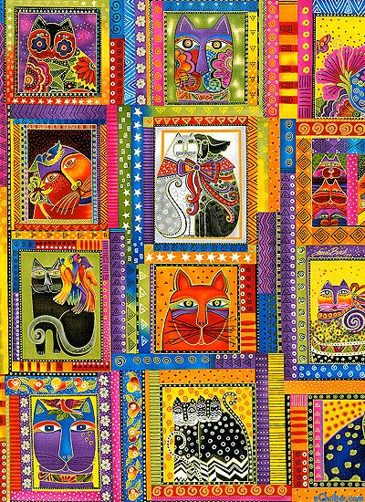 Laurel Birch, Laurel Burch Fabric, Laurel Burch Art, Laurel Burch Cats, Hanging Quilts, Super Cat, Cat Quilt, Cat Fabric, Laurel Burch