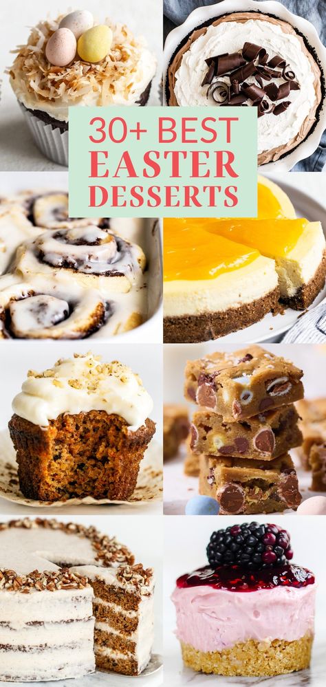 Here are 30+ of the BEST Easter recipes! We've got everything from homemade Easter breads, carrot cake and cupcakes, easy breakfast and brunch ideas, lots of dessert ideas for a crowd, and more! Everything you need for a delicious Easter dinner celebration is here. #easter #easterrecipes Easter Tiramisu, Dessert Ideas For A Crowd, Gourmet French Toast, Best Easter Desserts, Easter Breads, Best Easter Recipes, Easter Dessert Ideas, Easter Cake Easy, Orange Sweet Rolls