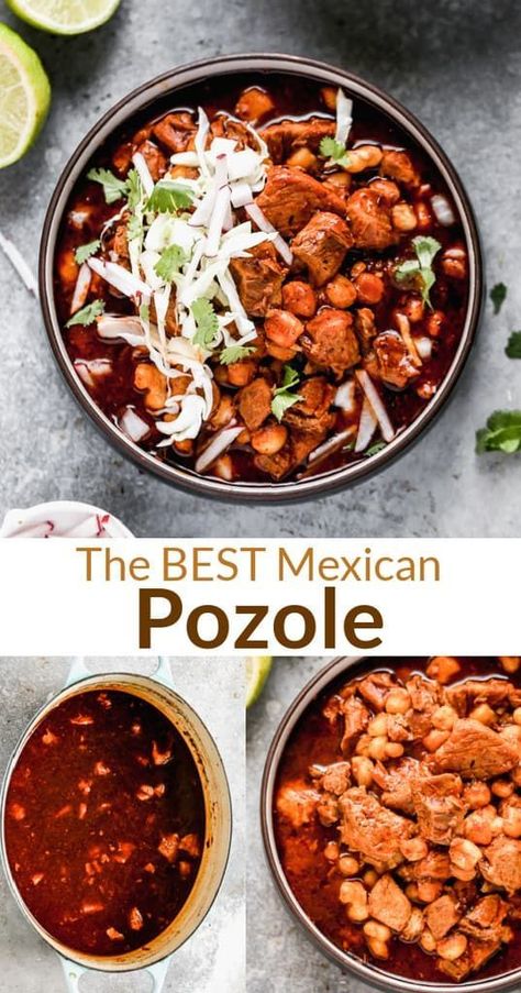 Beef Pozole Recipe, Mexican Pozole Recipe, Pazole Recipe, Pozole Recipe Pork, Soup With Hominy, Easy Pozole Recipe, Pasole Recipe, Chicken Pozole Recipe, Mexican Pozole